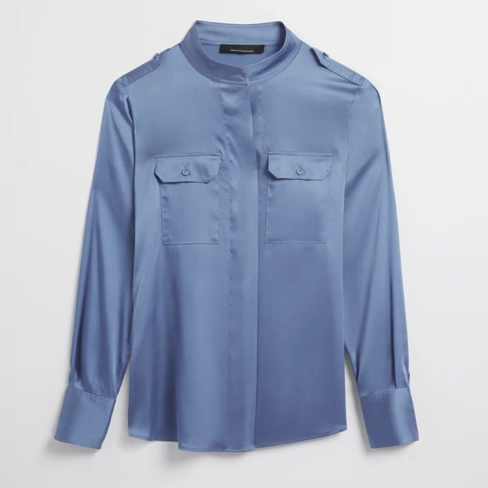 NWT WHBM Blue Blouse Sz S